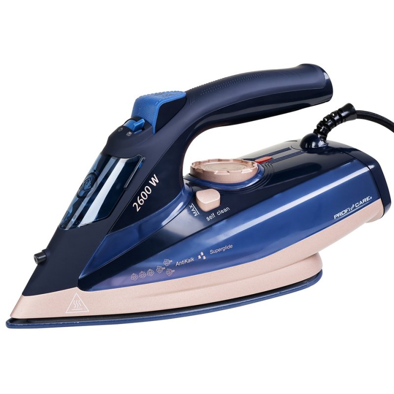 PROFI CARE fer à vapeur PC-DB 3126, semelle céramique, 2600 watts, bleu/rose